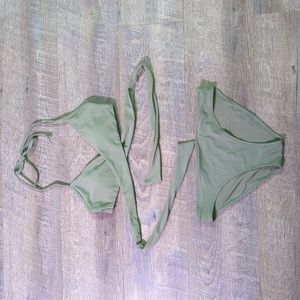 NWOT aerie strappy olive bikini set